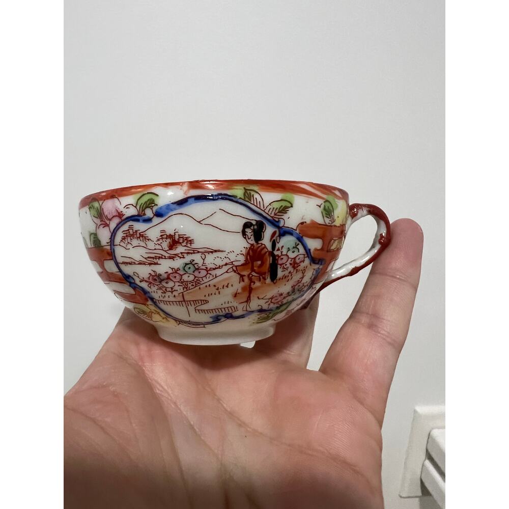 Antique Japanese Geisha Girl China Tea Cup & Saucer Garden Walk Teahouse